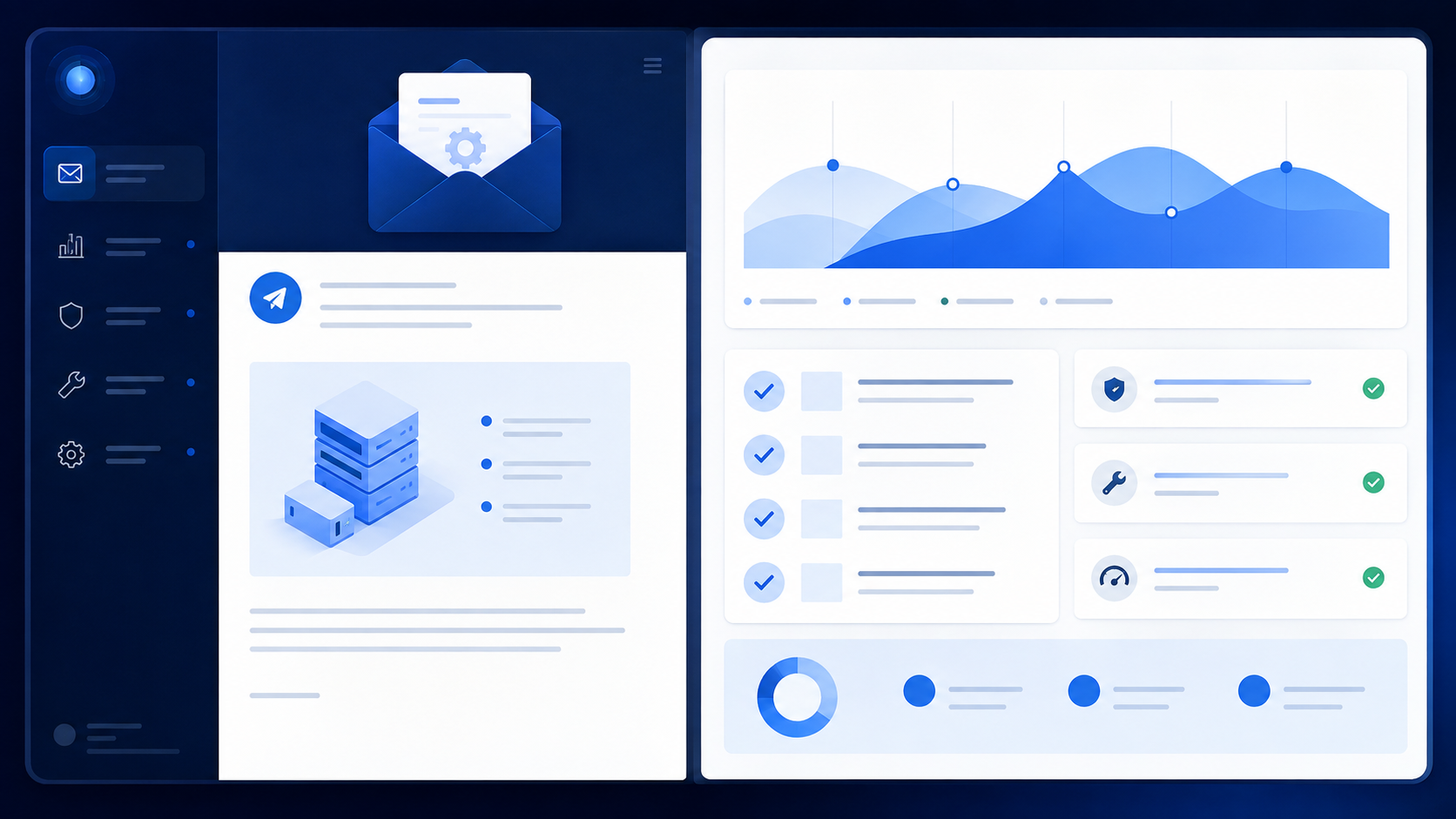 Fictional visual demonstration of a monthly technical report.