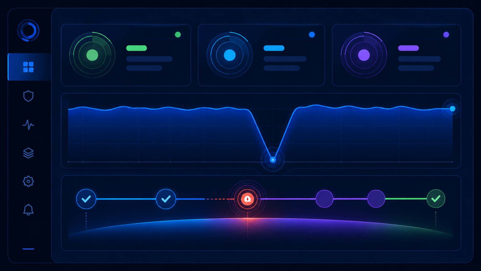 Fictional visual demonstration of a technical monitoring overview.